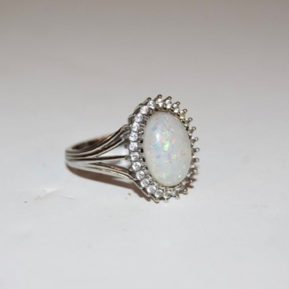Vintage Sterling Silver 925‎ opal Ring sz 10 - Picture 3 of 5